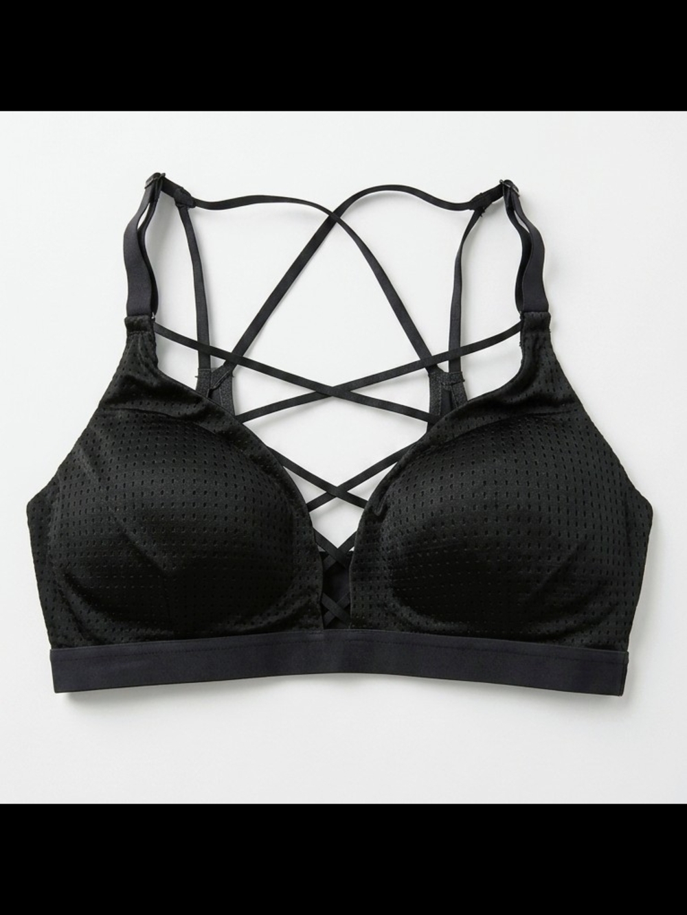 Strappy Black Supportive Sports Bra with Crisscross Back